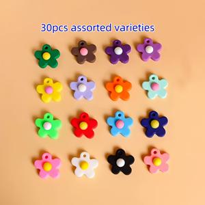 TEMU 30개 실리콘 꽃 참 - 열린 구멍이 있는 DIY 공예 용품, 키체인 및 헤어 액세서리 & 홈 데코용 - 내구성 있는 재사용 가능한 플로럴 펜던트, 보석 만들기 & 창의적인 프로젝트용, 장식적이고 다양하게 사용 가능한 액세서리