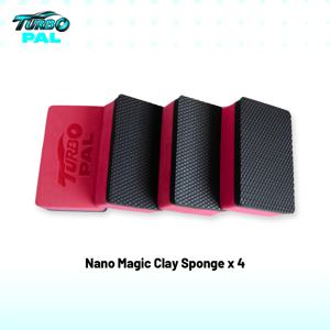 TEMU 4팩 터보팔 안티스크래치 나노 매직 클레이 스펀지 - 전문가용 3중 레이어 디자인 (나노 클레이 리무버, 스폰지 쿠션 & 미끄럼 방지 EVA 그립퍼) 무흔상 페인트 탈오염, 자동차 디테일링 및 표면 복원용 - 광택페인트, 매트 랩, 크롬 트림에 안전, 인체공학적 그립 디자인, 질감 있는 스크러빙 패드