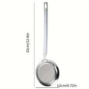 TEMU 1개 스테인리스 스틸 스키머 (미세 메시 포함), 여과, 거품 제거에 적합, 긴 손잡이 디자인, 가정용 및 핫팟 요리에서 기름 및 거품 제거에 이상적.