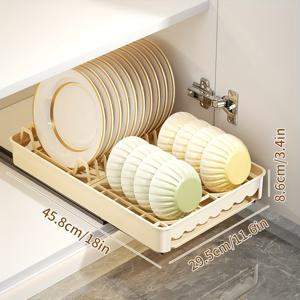 TEMU 1개 다용도 서랍식 식기 건조대, 주방 용품 보관에 적합, 배수 기능 및 편리한 접근성