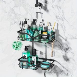 TEMU 1pc 스테인레스 스틸 샤워 캐디, 드릴 없음 2층 디자인, 면도기 및 비누 홀더 포함, 욕조 폭탄, 수건 및 브러시에 적합, 샤워 캐디 휴대용 랙, 수건 홀더 | 현대 샤워 정리함 | 내구성 있는 금속 랙, 욕실 정리함 및 보관함|샤워타올