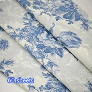 TEMU 15/60장 빈티지 블루 피오니 플로랄 선물 포장지 - 50x35cm 왁스 코팅 방탄 티슈 페이퍼, 생일, 크리스마스, 발렌타인데이용 - 옷, 와인 병 및 섬세한 아이템을 위한 우아한 장식 보호 랩핑, 고급 패키징, 내구성 있는 왁스 코팅