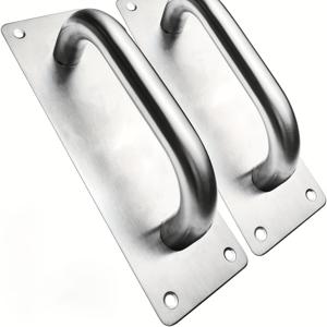 TEMU 스테인리스 스틸 헛간 문 손잡이 2개 세트, 도어 및 차고용 금속 풀 게이트 핸들, 나사 세트 포함, 부식 방지 및 내구성 있는 브러시드 마감, 그립 강화를 위한 넓은 베이스|방문손잡이