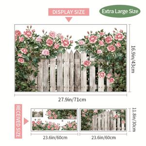 TEMU 1 세트 스카프래그란트 장미 및 나무 울타리 벽 스티커 - 자체 접착형 PVC 꽃 예술, 방수 및 얼룩 방지, 거실, 침실, 옷장, 배경 장식, 거실 예술 작품 | 꽃 벽 예술 | 쉬운 적용, 벽 스티커 홈 장식