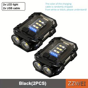 TEMU 미니 휴대용 손전등 2개, 충전식 키체인 라이트, 초고휘도 LED 클립형 모자 조명, 전원 표시 기능이 있는 다기능 손전등, 메탈 백 클립, 자석 받침대, 야외 활동, 모험, 하이킹 및 수리 작업에 적합.