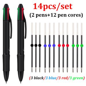 TEMU 4가지 색상의 4-in-1 자동 볼펜 14개 세트, 0.7mm 다기능 필기구 포함, 교사 선물로 좋고 신학기 사무용품, 사무용 문구, 교사 선물로 완벽합니다.