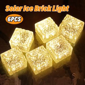 TEMU 6개입 야외 태양광 아이스 브릭 조명, 정원용 태양광 장식등, 패션 LED 스마트 조명 컨트롤, 파티오·보도·통로용 태양광 조명
