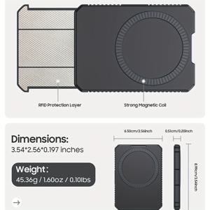TEMU 매그세프 지갑 카드 홀더, 남녀 공용 강력 자석 지갑, [카드 6~7장 보관 가능] [RFID 차단] 초박형 지갑, 아이폰 16/15/14/13/12 시리즈에 적합, 범용 모바일 폰 외부 강력 자석 지갑, 블랙, 카드 홀더, 자석 카드 홀더, 매그 지갑