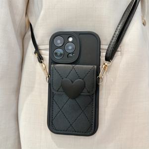 TEMU 카드 홀더 폰 케이스, 레인드 폰 케이스, 블랙 하트 뷰티 폰 케이스, 개인화된 폰 보호 커버, 아이폰 16 프로 맥스, 15 프로, 14 플러스, 13, 12, 11, 7 플러스, 8, SE2|아이폰케이스