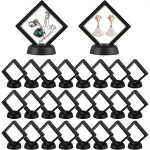 TEMU 40팩, 20세트 3D 플로팅 디스플레이 스탠드 - 보석류, 동전 및 메달용 - 플라스틱 투명 프레임 디스플레이 박스, 크기: 6.99cm x 6.99cm x 2.03cm - 우아한 플로팅 디스플레이 케이스, 보석 제작 및 포장 용품, 비즈 공예