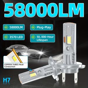 TEMU 2개 9005 9006 HB3 HB4 H1 H4 H7 H11 H8 H9 하이/로우 빔 안개등 자동차 전구, 내장형 단일 구리 튜브 급속 냉각 무소음 고밝기 LED 차량용 조명 전구 6500K 화이트 라이트