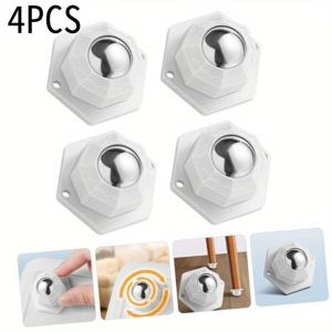 TEMU 4 / 8개 재질 핸들링 무소음 스위블 캐스터 스틸 볼 타입 무드릴 강력 접착 볼 롤러, 가구 이동 휠 베이스, 카트 스위블 캐스터, 360도 회전, 헤비 듀티, 캐비닛/소파/박스용 (색상 선택: 블랙/화이트)