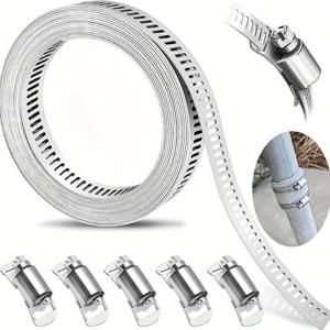 TEMU DIY 조절 가능한 스테인레스 스틸 웜 기어 벨트 클립 키트, 파이프와 자동차 금속 링을 고정하기 위한 304 스테인레스 스틸, 내구성 및 설치가 용이한 파이프 클램프