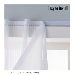 TEMU 1패널 스타일 자가접착식 화이트 창문 커튼 - 드릴 필요 없는 후크 & 루프 테이프, 수직 주름형 빛 가림막, 100% 폴리에스터, 침실/거실/주방/옷장용, 홈 데코, 모던 커튼, 접착식 커튼, 세입자용, 14가지 사이즈