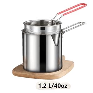 TEMU 스테인리스 스틸 딥 프라이어 & 스트레이너 세트 - 컴팩트하고 사용하기 쉬운 크링크 프렌치프라이, 생선, 치킨 요리 필수 주방 도구