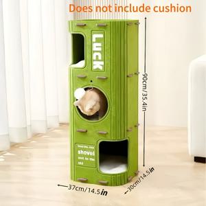 TEMU 3D 나무 고양이 집 빌라 - 고양이 긁는 포스트, 공간 절약, 분리 가능하고 청소하기 쉽습니다. 여러 마리의 고양이에게 적합하며, 애완 동물 엔터테인먼트 가구, 재미있는 디자인입니다.