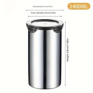 TEMU 다양한 크기의 스테인레스 스틸 식품 보관용기와 밀폐 뚜껑 - 내구성, 식기세척기 안전, 남은 음식, 과일 및 야채에 적합 | 쉽게 청소할 수 있는 주방 보관 세트, 500ml, 900ml, 1400ml, 주방 보관 솔루션 | 현대적인 주방 용품 | 내구성 있는 구조, 스테인레스 스틸 용기