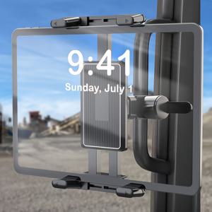 TEMU 차량용 핸들 태블릿 폰 홀더, 범용 차량 및 운동용 조절 가능 회전식 안정형 거치대 - 4.7~14인치 스마트폰 및 태블릿 호환 (레일링, 핸들바, 자전거, 트레드밀 등)