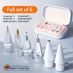 TEMU 애플 펜슬 팁 4개 또는 6개 세트, 내구성 있고 조용한 교체용 팁, 고급 보관 케이스 포함, 여섯 가지 질감 제공, 기존과 다른 새로운 경험을 선사하는 필기 및 드로잉에 이상적인 선택