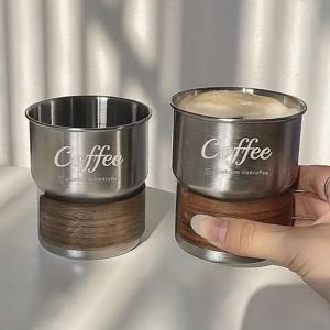 TEMU 야외 캠핑 및 음료를 위한 슬리브가 있는 스테인리스 스틸 커피 머그 2개 세트.