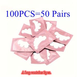 TEMU 100개 (50쌍) 저자극성 비직물 아이 패치 - 배터리 필요 없는 꽃 모양 속눈썹 접목 도구, 편리하고 실용적인 속눈썹 연장용품, 뷰티 액세서리, 플로럴 디자인, 안전한 착용 디자인