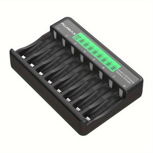 TEMU PUJIMAX 8배터리 고속 스마트 충전기 LCD 디스플레이 - 1-8 AA/AAA Ni-MH/Ni-Cd 충전식 배터리 동시 충전, 과충전/과열/과전압/과전류/역극성 보호, AA/AAA Ni-MH/Ni-Cd 배터리 호환 (배터리 미포함) - 가정/사무실/여행용 이상적, 에너지 효율적 고속 충전