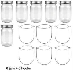 TEMU 12개 혼합 세트, 플라스틱 메이슨 자 6개 및 후크 6개, 부케 장식 호환, 북유럽 스타일 장식 분위기 장식, 러스틱 스타일 테이블 장식, 벽, 안뜰, 결혼식 및 기타 행사에 매우 적합