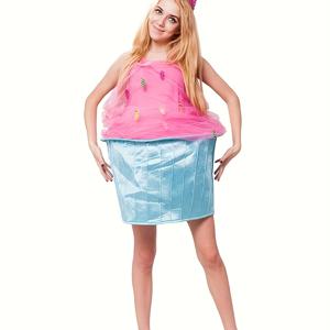 TEMU 카니발 할로윈 코스프레 무대 의상 성인용 케이크 모자 퍼포먼스 파티 세트