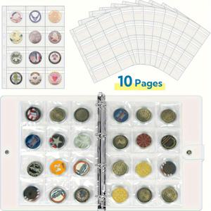 TEMU 120칸 A4 동전 앨범 클리어 대용량 동전 보관 책 동전 디스플레이 북렛 동전 수집 책 동전 보관 정리 바인더 수집가용