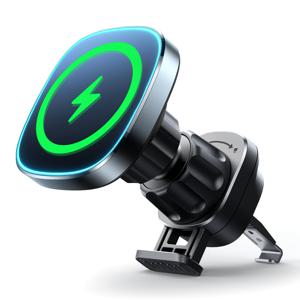 TEMU 업그레이드된 자석식 무선 차량용 충전기 [15W 고속 충전][LED 디스플레이] 아이폰 16 Pro Max/15 Pro Max/14 Pro Max/13/12 호환, 안전한 에어벤트 & 대시보드 자동차 거치대