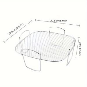 TEMU YUHUPHYLLIC 스테인레스 스틸 사각형 에어 프라이어 랙 - 다기능 탈수기 및 치킨, 스낵, 프라이드용 프라이어 바구니 | 내구성 있는 430 스테인레스 스틸, 공기 순환 구멍이 있는 식품 안전 디자인, 에어 프라이어 액세서리|에어프라이어