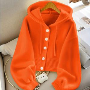 TEMU 여성용 민트 그린 릴랙스핏 캐주얼 후드 카디건 - 부드러운 버튼 프론트 롱 슬리브 오픈 프론트 코지 가을 겨울 스웨터, 중간 스트레치 레이어링|가디건