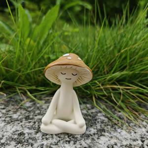 TEMU 1개 기발한 레진 버섯 요가 명상 수집용 피규어, 수제로 만든 기도 버섯 조각 - 정원 & 홈데코 (파티오/마당/젠가든), 휴일(크리스마스/할로윈/가을) 장식