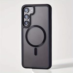 TEMU 럭셔리 매그네틱 매트 투명 충전 방지 무선 충전 휴대폰 케이스, 삼성 갤럭시 S21 S22 S23 S24 S25 플러스 울트라 FE 호환, 보호 케이스