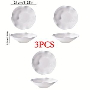 TEMU 3개 세트 우아한 화이트 세라믹 디저트 & 샐러드 그릇, 전자레인지 사용 가능 - 홈키친과 레스토랑에 완벽한 디저트, 과일, 수프용