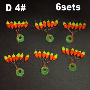 TEMU 7성 플로트 비즈 피쉬 플로트 세트 레드 옐로우 더블 컬러 형광 올리브 모양 전통 낚시용 플로트 6세트