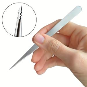 TEMU 1개 스테인리스 스틸 속눈썹 연장 분리 핀셋 - 볼륨 래쉬 & 눈썹 정리에 적합한 정밀 팁, 인체공학적 편안한 그립, 내구성 있는 살롱 및 가정용, 전원 불필요, 초보자와 전문가에게 이상적인 속눈썹 트위저, 슬림 메탈릭 마감, 편안한 그립, 프로페셔널 등급 도구