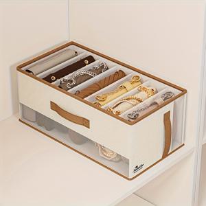 TEMU 1개 가방 보관용 천 상자, 칸막이 정리함. 먼지 방지 및 공간 절약형 상자, 칸막이 디자인, 가방 보관대, 추수감사절 적용 가능, 벽걸이 옷장 시스템