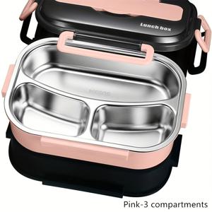 TEMU 밀폐 방수 도시락 - 안전한 뚜껑, 내구성 강한 스테인리스 스틸 식품 용기, 컴팩트 직사각형 벤토박스 (사무실/학교/여행용) - 학생 및 직장인을 위한 휴대용 간식 보관함, 쉬운 세척, 모던 런치박스, 고품질 도시락
