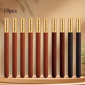 TEMU 10개 세 가지 색상 시그니처 볼펜 0.38 미세한 팁 금속 중성 펜 일본식 롤러 블랙 펜 나무 소재 사무용 일상 필기구