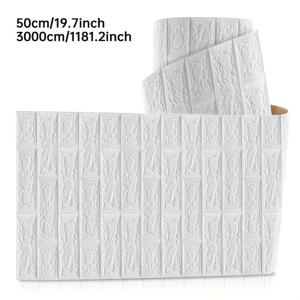 TEMU 3롤 3D 벽돌 벽지 | 자가 점착 폼 벽 타일 스티커, 홈 벽 패널, 떼어내어 붙이는 방식, 청소 및 절단 용이, 거실, 주방, 침실, 사무실 장식에 적합