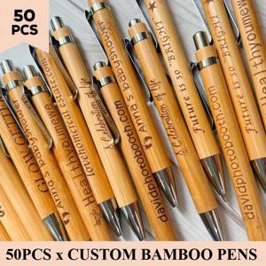TEMU 50개의 커스텀 바마우 볼펜, 은각한 원형 볼펜, 러스트릭 웨딩 게스트 북을 위한 파티 선물로 완벽합니다.
