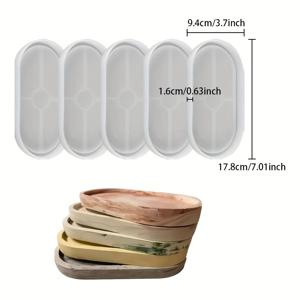 TEMU 5pcs 오발 트레이 시멘트 실리콘 모양 DIY 콘크리트 플라스터 코스터 도자기 모양 홈 장식 수제 공예 장식