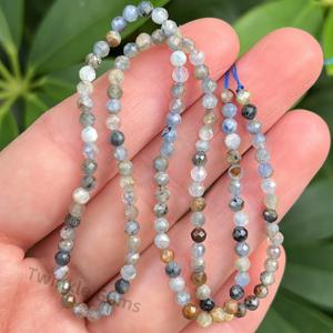 TEMU 3mm AAA Natural Kyanite Faceted Beads, Approx. 120pcs Long Strand, Micro Blue Gemstone Beads for DIY Jewelry, Boho Style, Throat Chakra, Pisces & Taurus, Graduation or Holiday Craft Gift