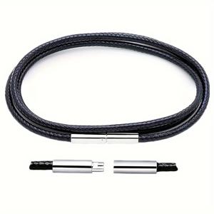 TEMU 남성용 울트라 씬 왁스 로프 목걸이 - 1mm-3mm 블랙 브레이드 코드 클라스프 포함, 16