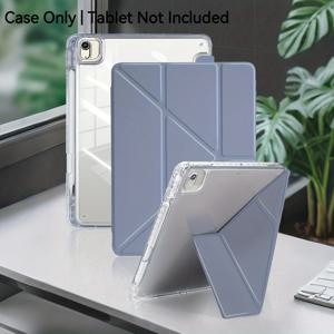TEMU 1 투명 아크릴 Y자 접이식 태블릿 보호 커버, 스모크 퍼플, 멀티 폴드 & 멀티 앵글 스탠드 (펜 슬롯 포함), for iPad Mini 6/Mini 7/10.2/Air 4/Air 5/10th/10.9/Pro 11인치/Air 11 (M2)/Pro 11 (M4)/for iPad Air 11인치 (M) 호환
