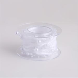 TEMU 4.2m/5 야드 진주 리본 세트, 오르가자 3-in-1, 레이스 및 실크 트림으로 DIY 웨딩 꽃, 크리스마스 트리 장식, 수제 옷감 포장, 의류