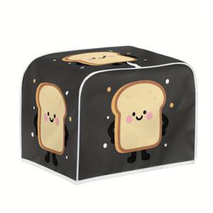 TEMU 귀여운 토스트 디자인의 토스터 커버 - 먼지 방지, 기름 방지, 지문 방지, 물 튀김 방지 - 비식품 접촉 소재 - 대부분의 토스터 오븐 호환 - 주방 가전 보호 커버 - 집들이/생일 선물용 여성 선물, 토스터 오븐 액세서리, 재미있는 디자인, 세척 쉬움, 작은 주방 소유자에게 적합, 창의적인 프린트, 세탁 가능, 보호 슬리브, 집들이 선물