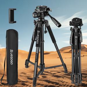 TEMU 1 UEGOGO 60인치 프로페셔널 알루미늄 합금 삼각대 (팬 틸트 기능 포함), 미러리스 카메라/디지털 SLR 카메라/캠코더/스마트폰용, 보관 가방 및 폰 클립 포함, 블랙