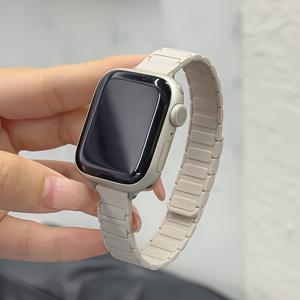 TEMU 다기능 스트랩, 패션, 다기능, 부드럽고 피부 친화적, 동적으로 방어된 부드러운 실리콘 자석 스트랩 디자인, 애플 워치 스트랩 38, 40mm, 41mm, 42mm, 44mm, 45mm, 49mm, 스마트 워치 액세서리, 애플 워치 10 6 5 4 3 2 1 Se Uitra 시리즈와 호환, 도파민 시리즈 고가의 편안한 고급 커플 스트랩 액세서리